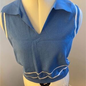 NWT (Small) Blue Sleeveless Collared Women's Top